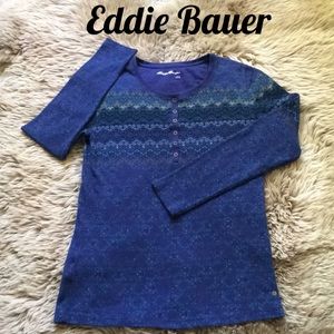 Snowflake Print Waffle-Knit Top